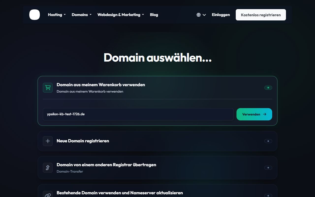 Domain Konfiguration für Hosting
